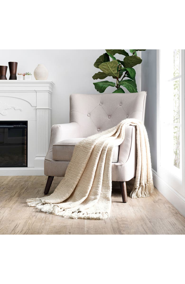 HOMESPUN Slub-Yarn Throw Blanket, Alternate, color, Natural