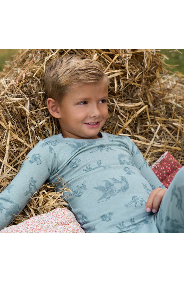 Modern Moments<sup>™</sup> by Gerber Hacci Sung Fit Footless Pajama Set, Alternate, color, Blue Animals