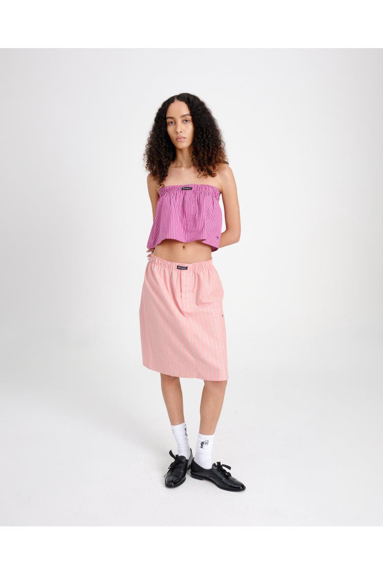 Boxer Pencil Skirt, Alternate, color, CORAL STRIPE OXFORD