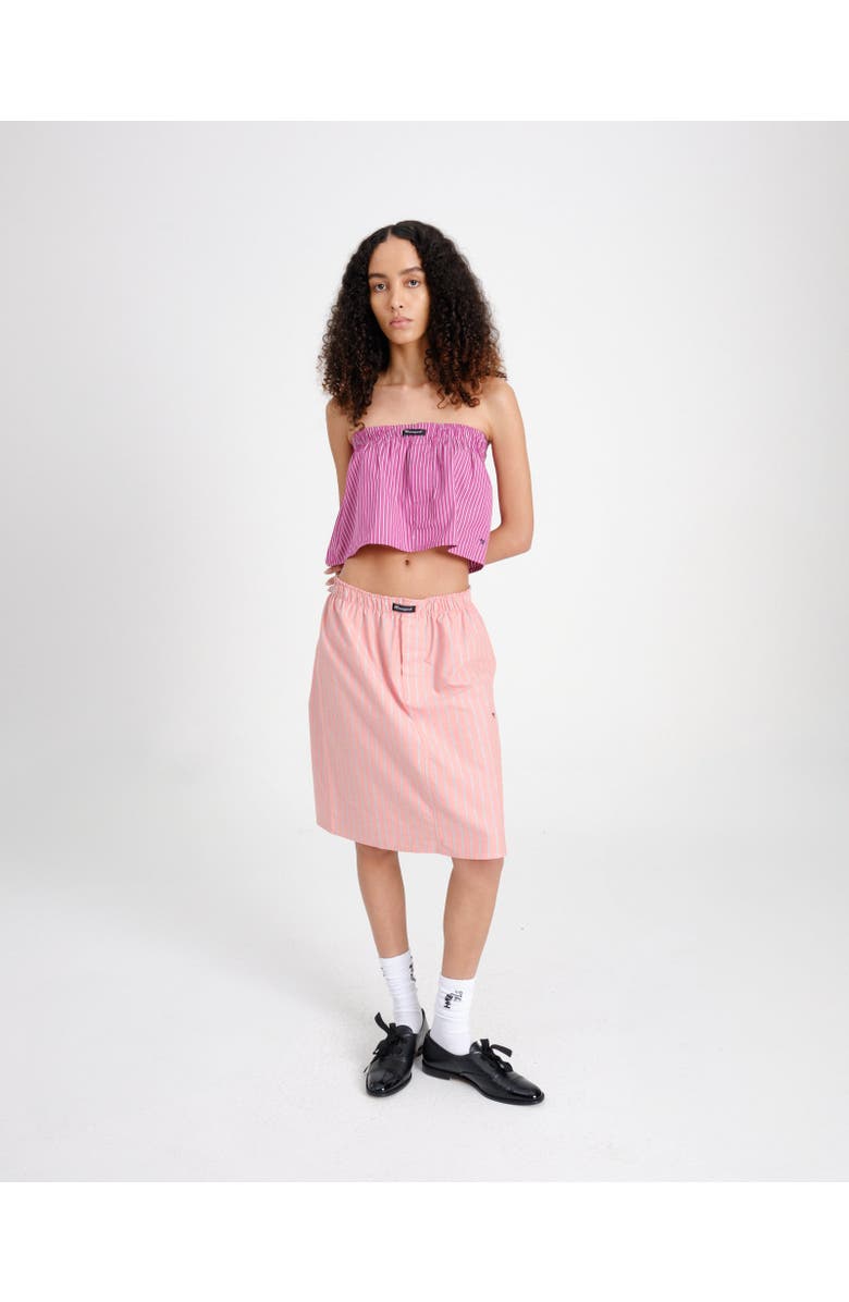Hommegirls Boxer Pencil Skirt, Alternate, color, Coral Stripe Oxford