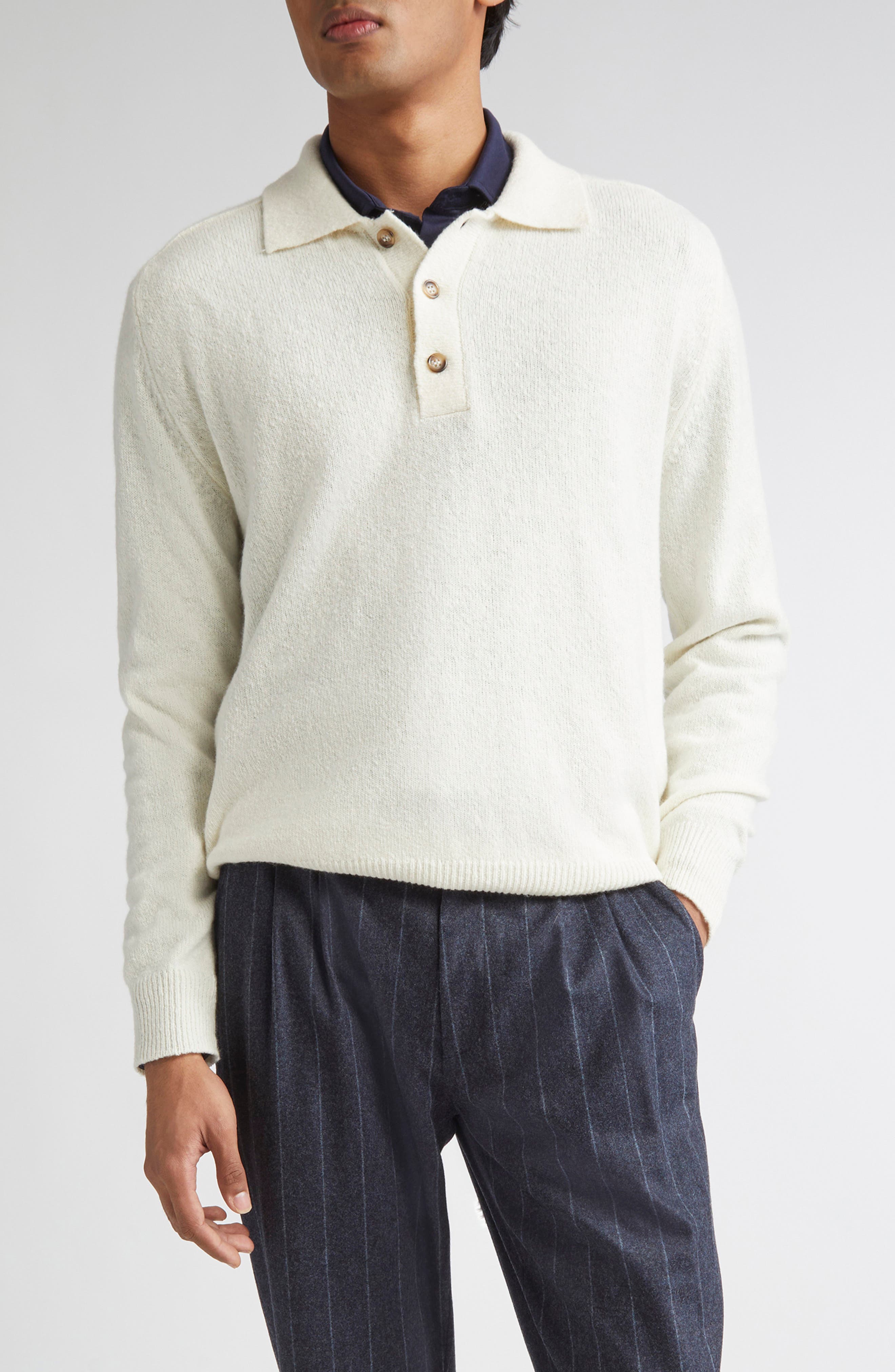 Wool & Cashmere Blend Polo Sweater