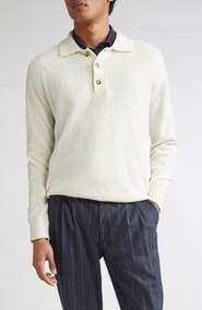 Eleventy Wool & Cashmere Blend Polo Sweater