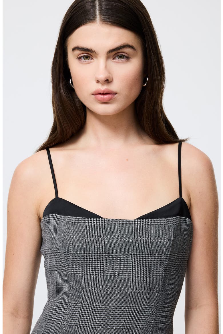 Owen Plaid Peekaboo Minidress, Alternate, color, CHARCOAL BLACK