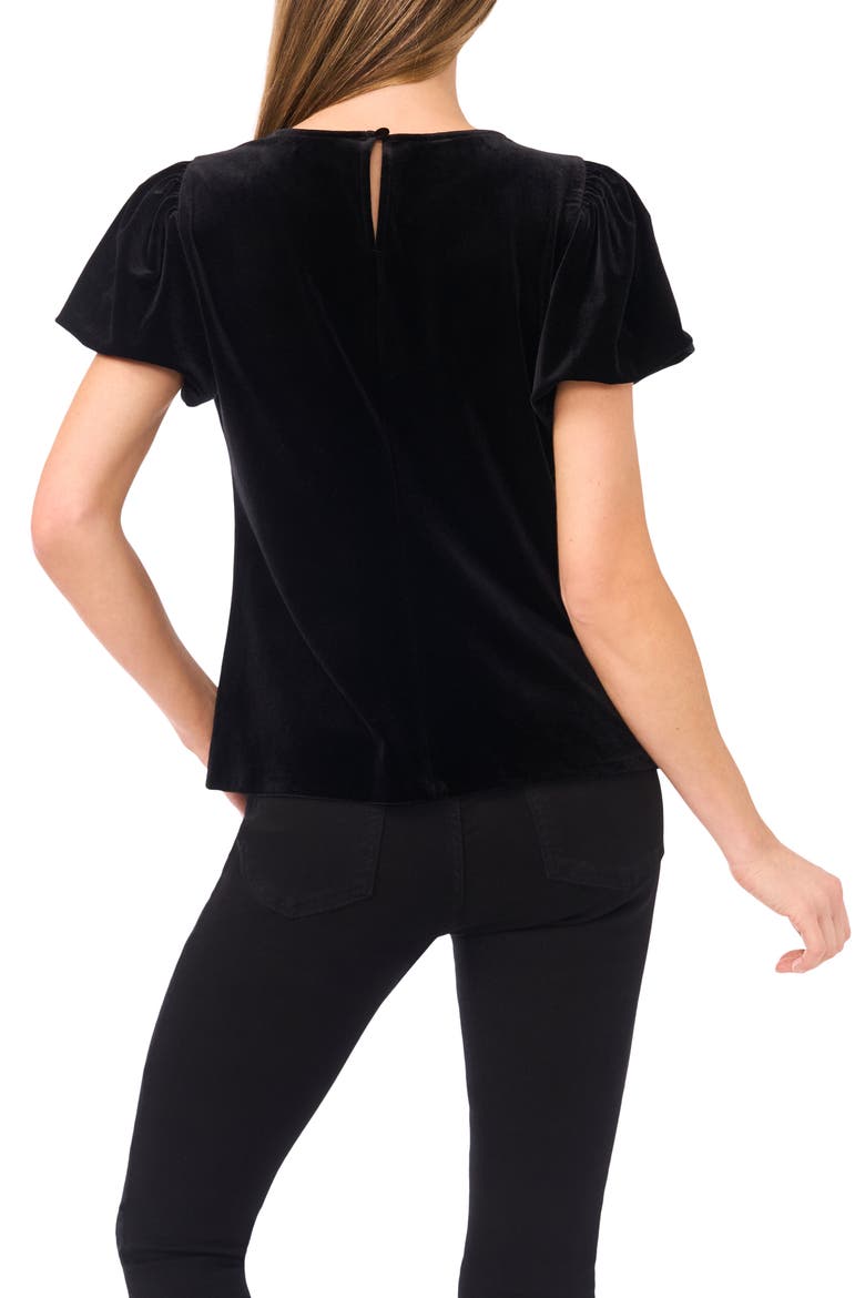 Puff Sleeve Stretch Velvet Top, Alternate, color, RICH BLACK