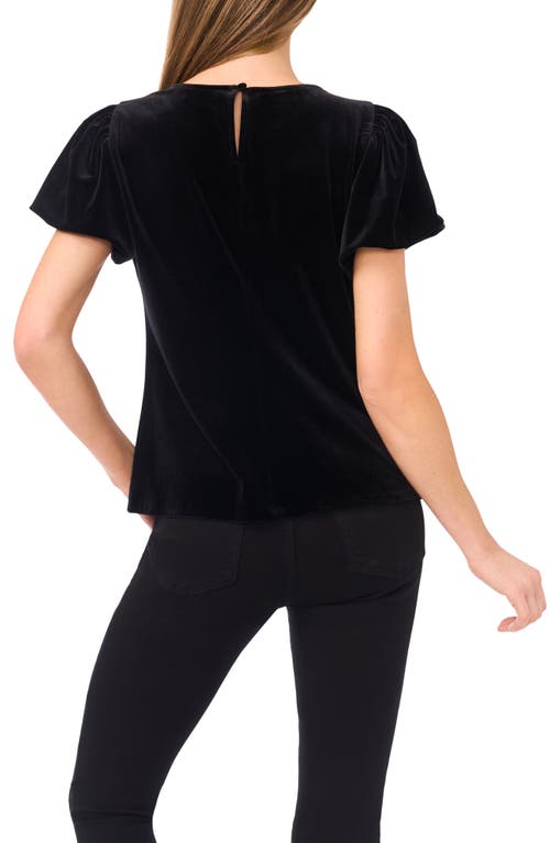 Cece Puff Sleeve Stretch Velvet Top In Black