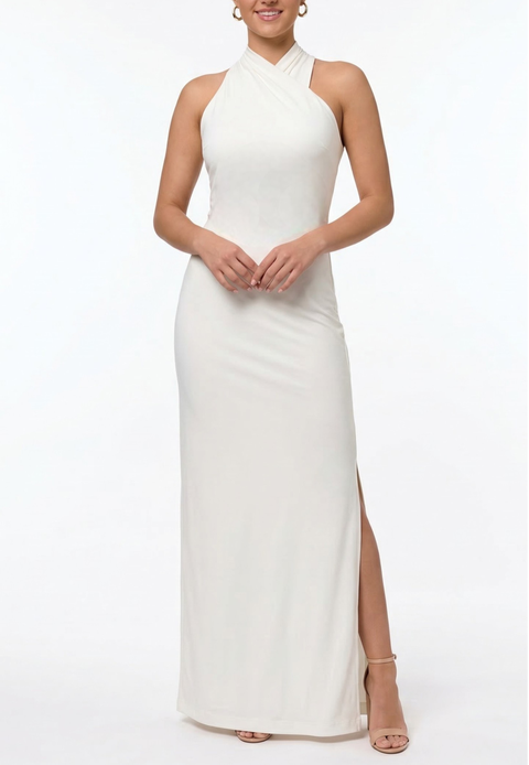 Harland Crossover Halter Maxi Dress