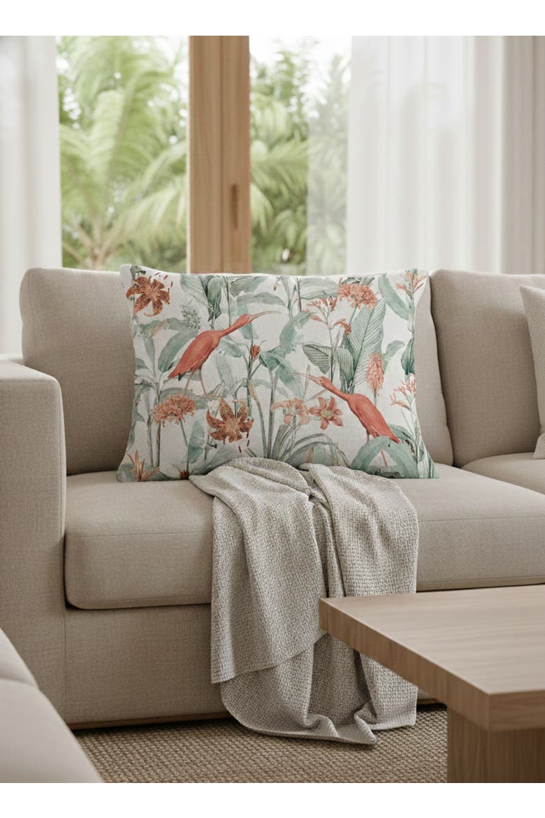 Feathered Tropics Linen Pillow Cover Only, Alternate, color, Green