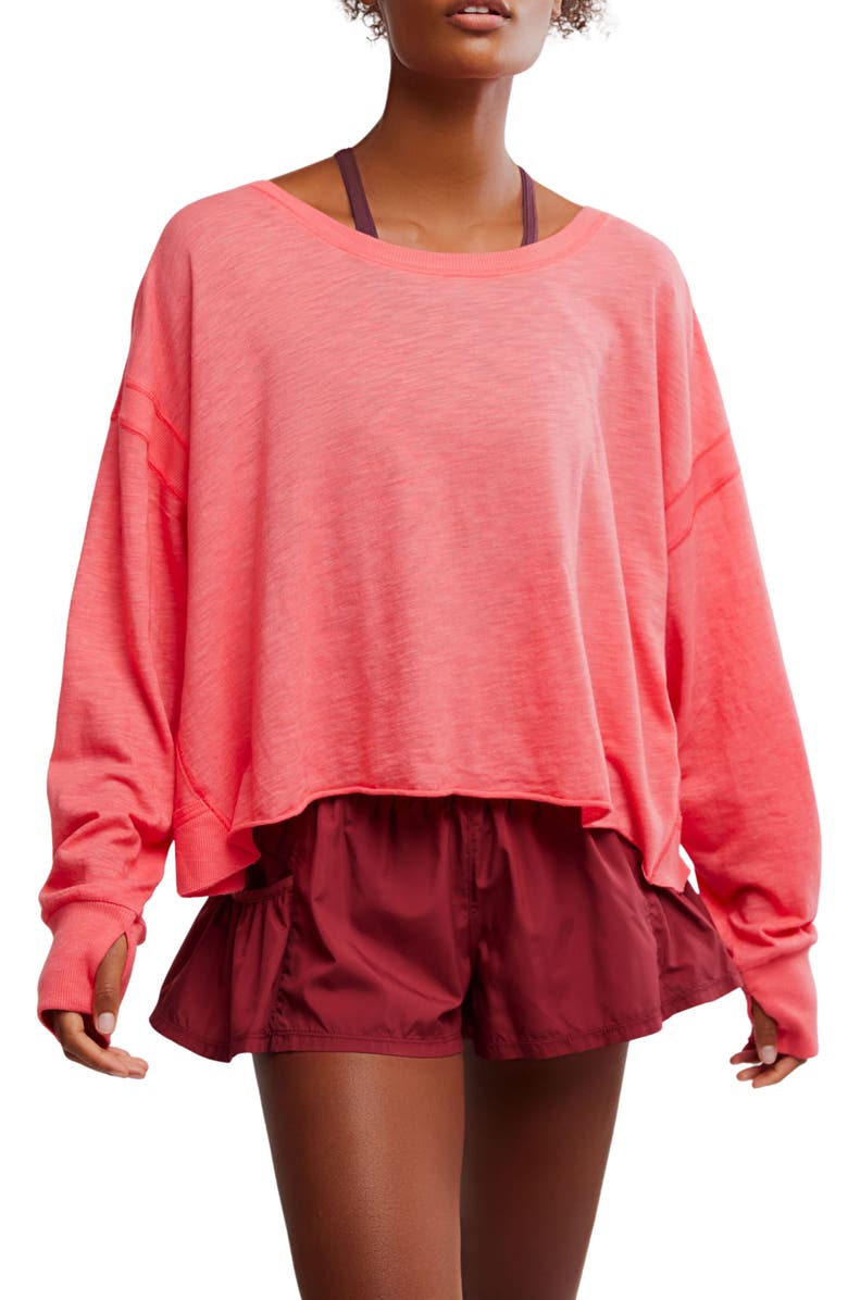 FP Movement by Free People FP Movement My Time Layer Open Back Crop Top, Main, color, Tulip Pink
