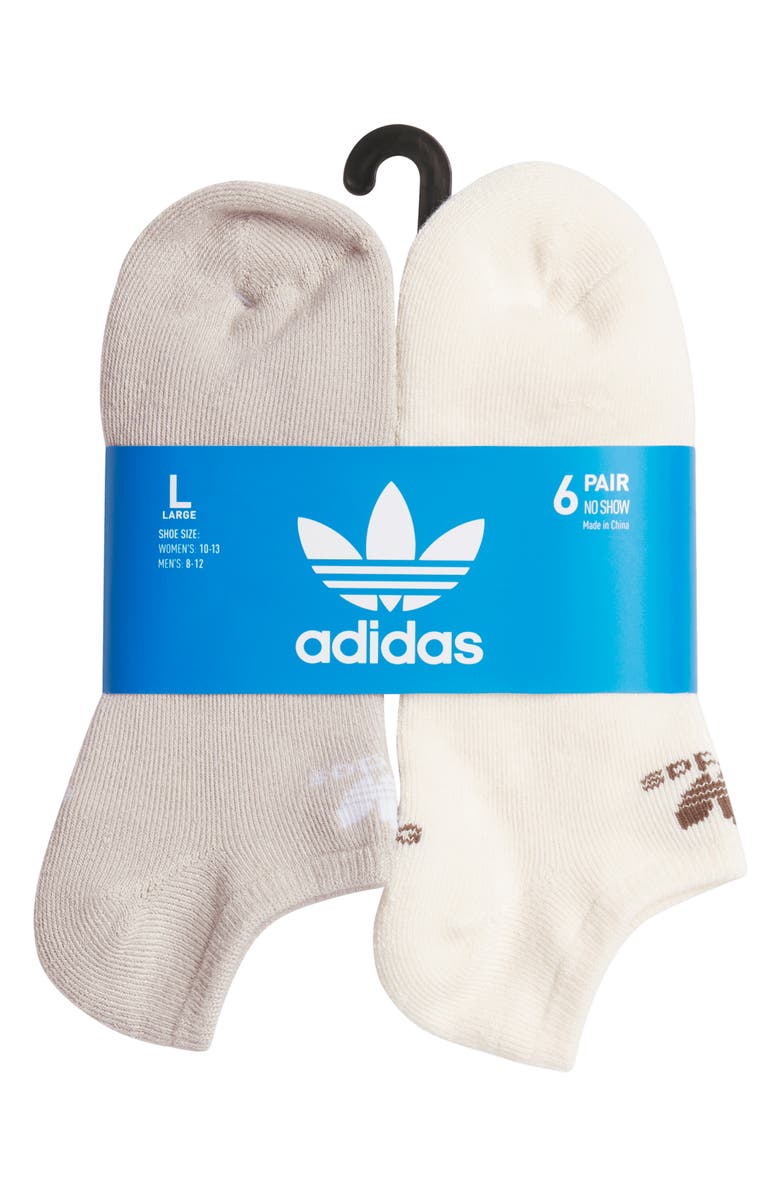 adidas Trefoil 6-Pack No-Show Socks, Alternate, color, 