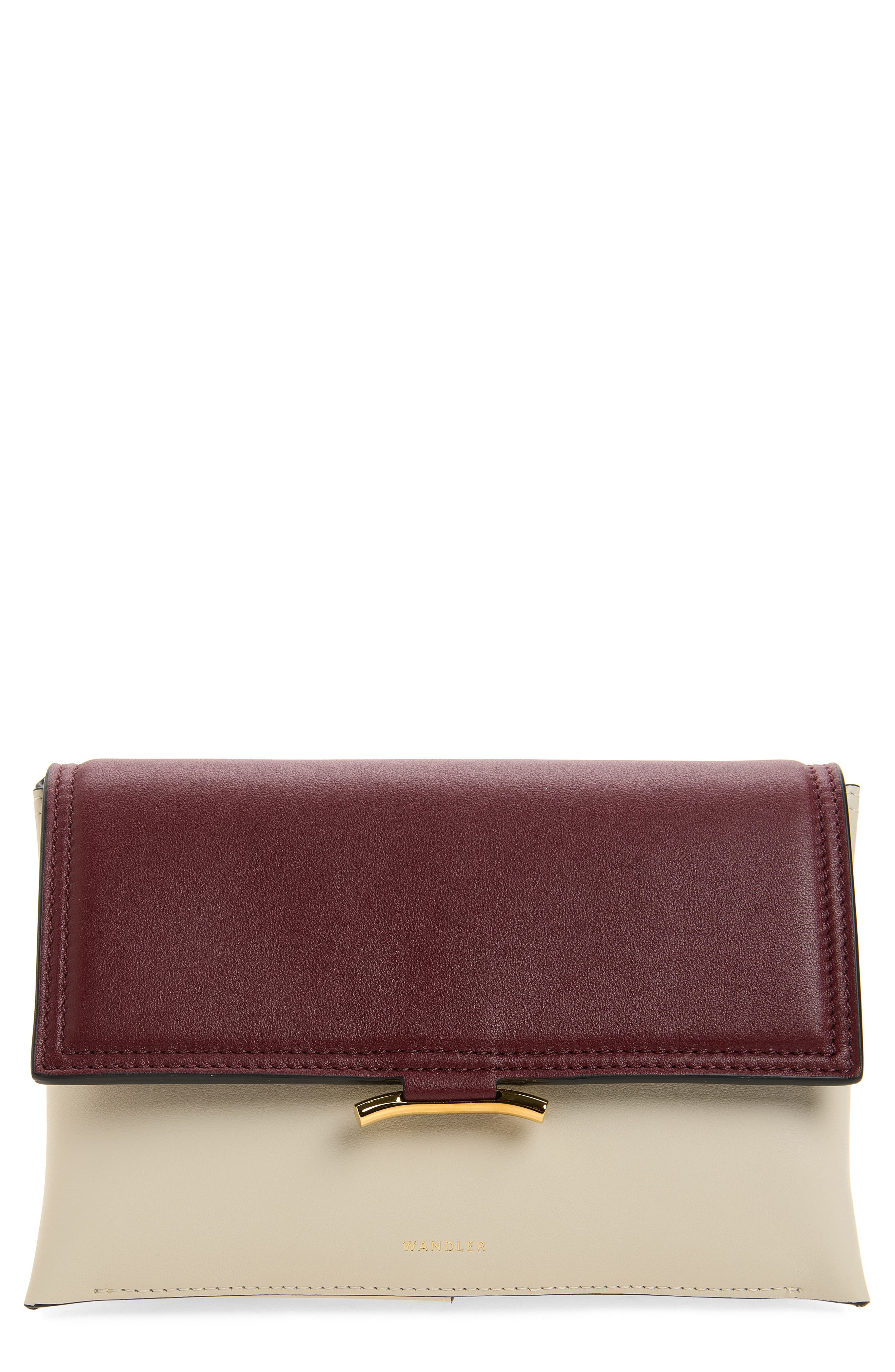 Ida Trio Colorblock Leather Clutch, Main, color, BORDEAUX MIX
