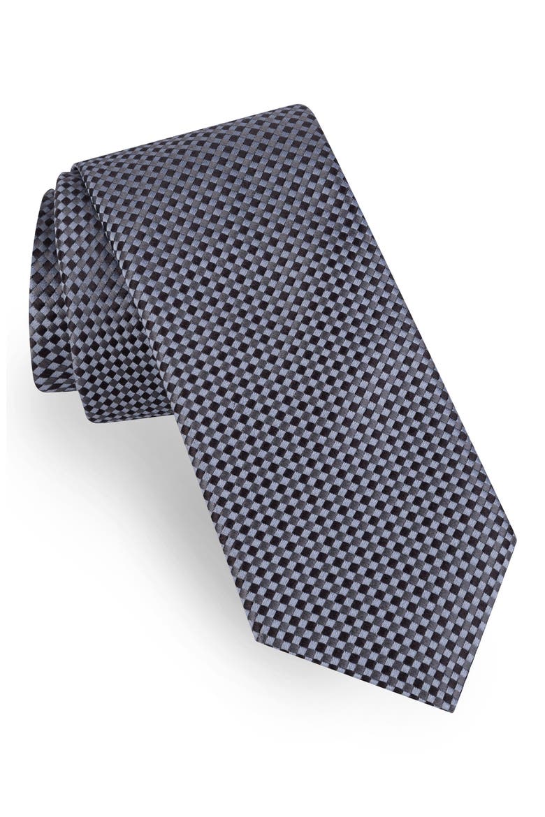 Neat Silk Tie, Main, color, GREY