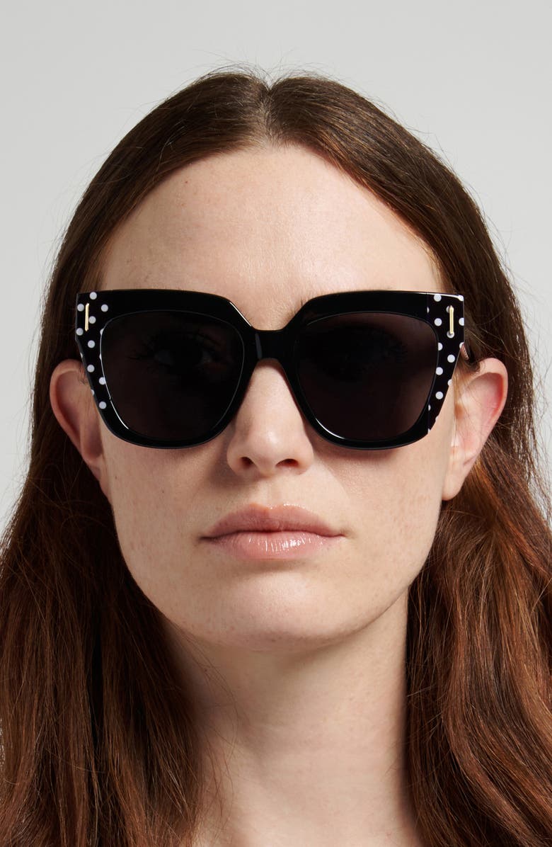 Moschino 55mm Square Sunglasses, Alternate, color, Pattern Black/ Grey