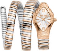 Just Cavalli Two Tone Coiled Snake Bracelet Watch, 22mm x 36.5mm