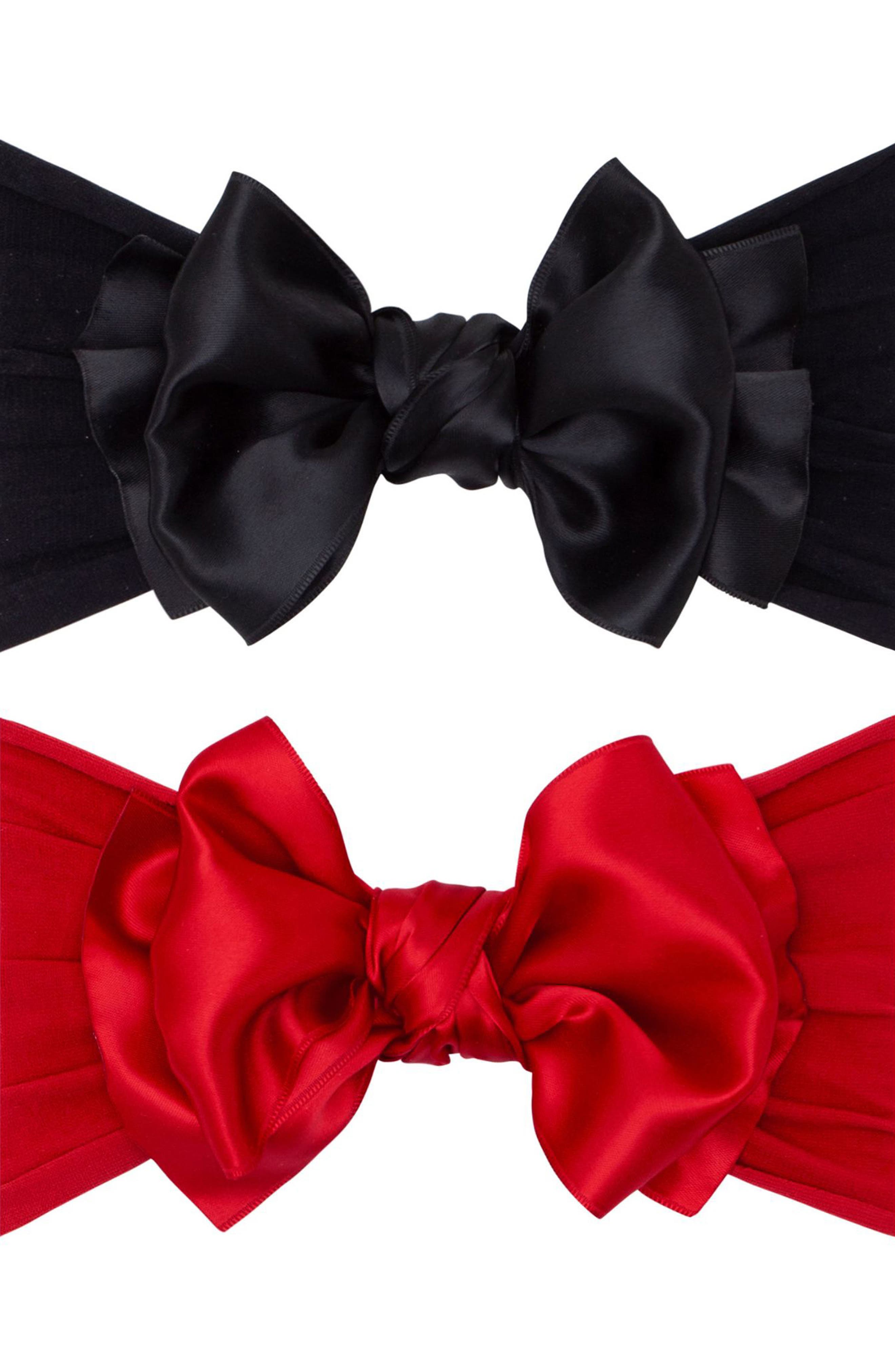 Baby Bling Kids'  2-pack Fab Bow Satin Headbands In Black