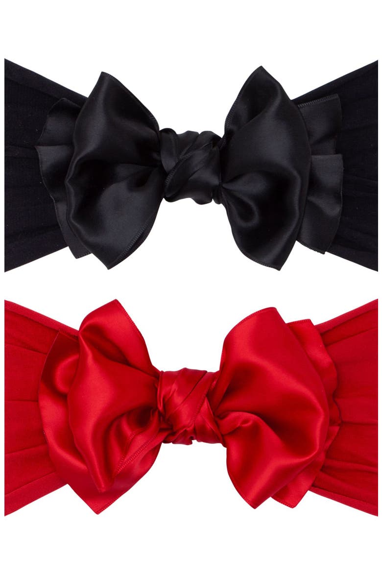 2-Pack Fab Bow Satin Headbands, Main, color, BLACK RED