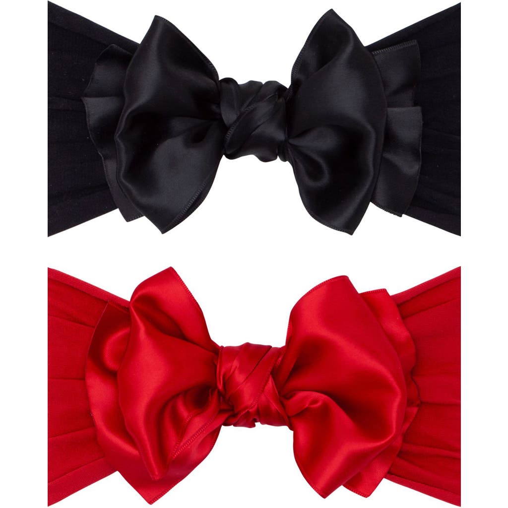 Baby Bling Kids' 2-pack Fab Bow Satin Headbands In Black