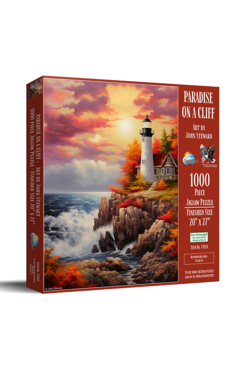 Sunsout Paradise on the Cliff 1000 piece Jigsaw Puzzle for Adults, Main, color, Multicolor