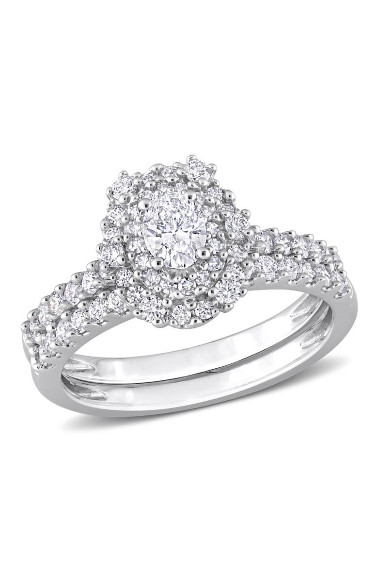 Julianna B. Diamond Halo Eternity Bridal Ring Set 14k, Main, color, 14K White Gold