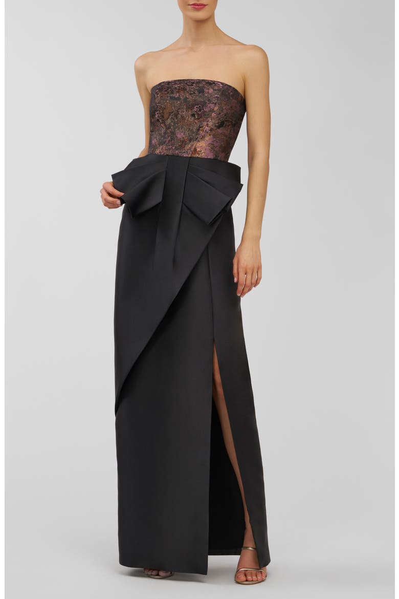 Vanessa Strapless Column Gown, Main, color, CARBON MULTI