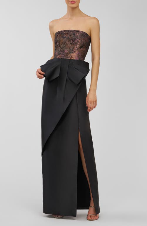 Kay Unger Vanessa Strapless Column Gown In Multi