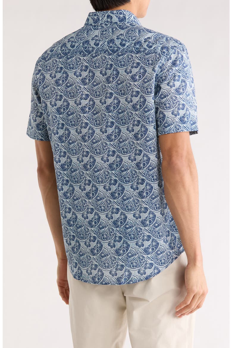Orson Paisley Pattern Short Sleeve Button-Up Shirt, Alternate, color, INDIGO