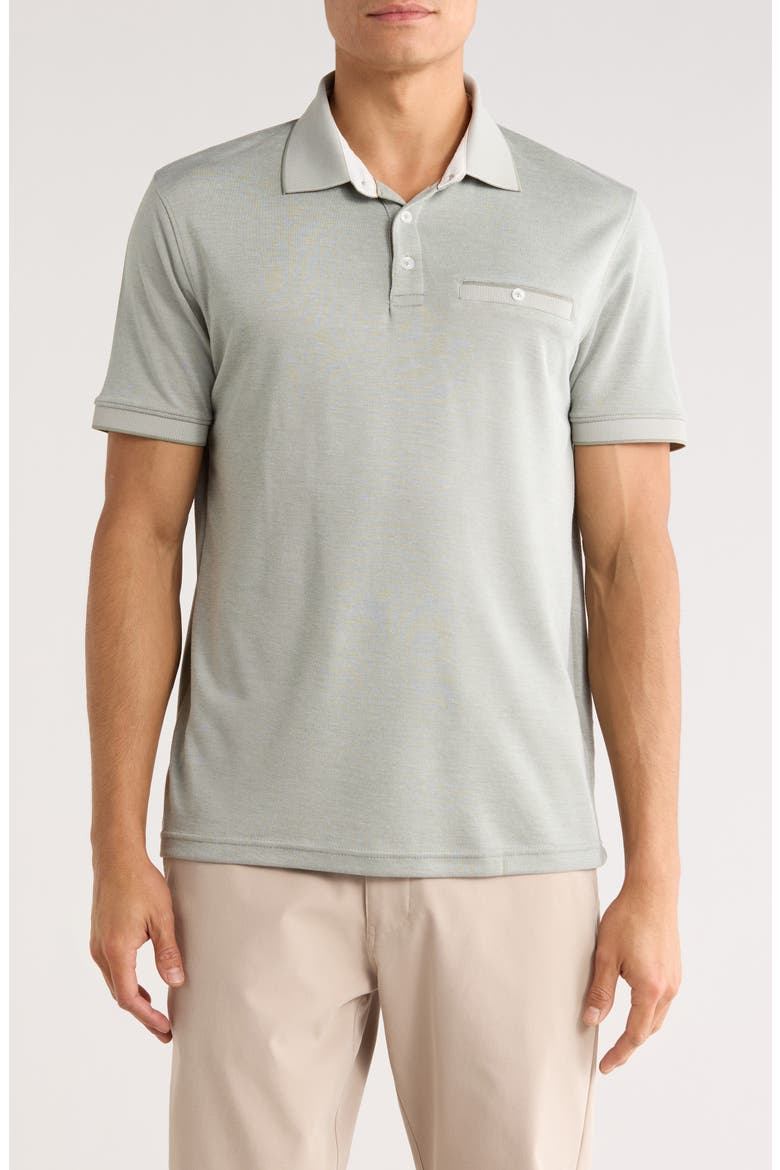Tipped Knit Polo, Main, color, SAGE