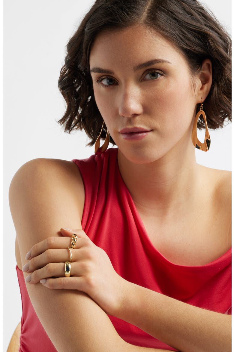 Organic Open Frontal Hoop Earrings, Alternate, color, GOLD
