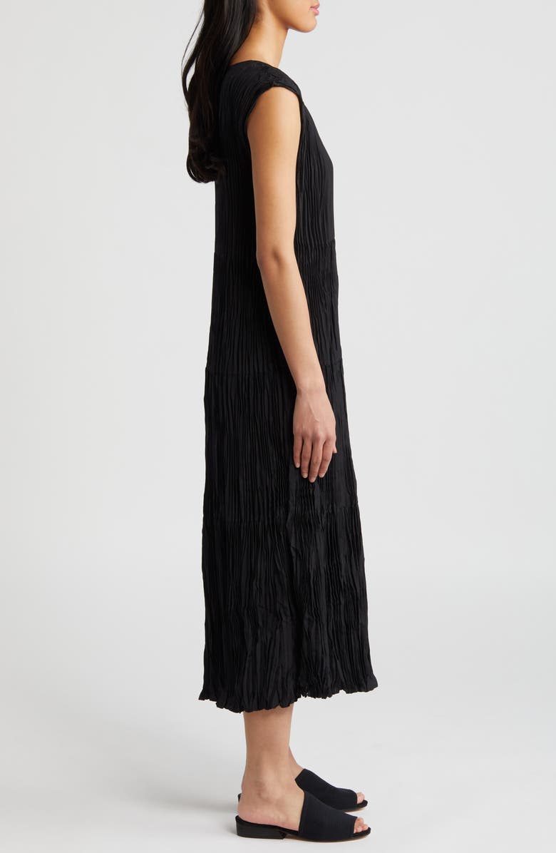 Eileen Fisher Pleated Tiered Silk Midi Dress, Alternate, color, 