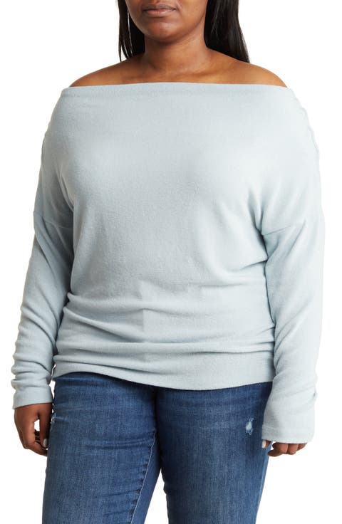 Brushed Knit Long Sleeve Top (Plus)