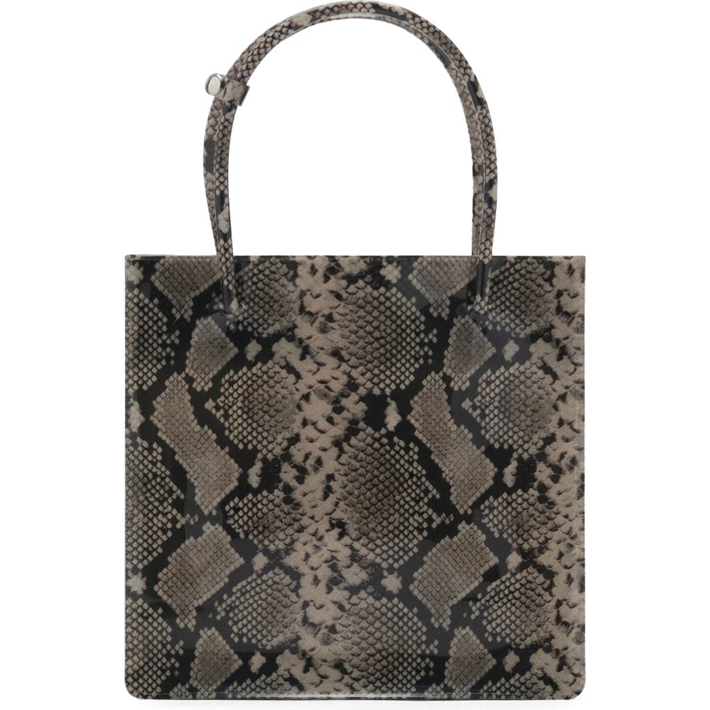Mango Double Handle Snake Print Faux Leather Tote In Beige