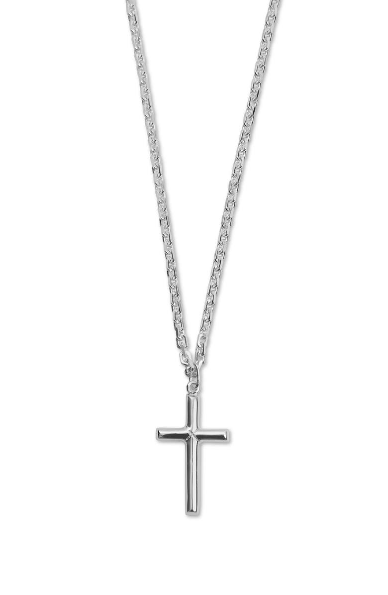 Argento Vivo Sterling Silver Men's Cross Pendant Necklace, Main, color, 