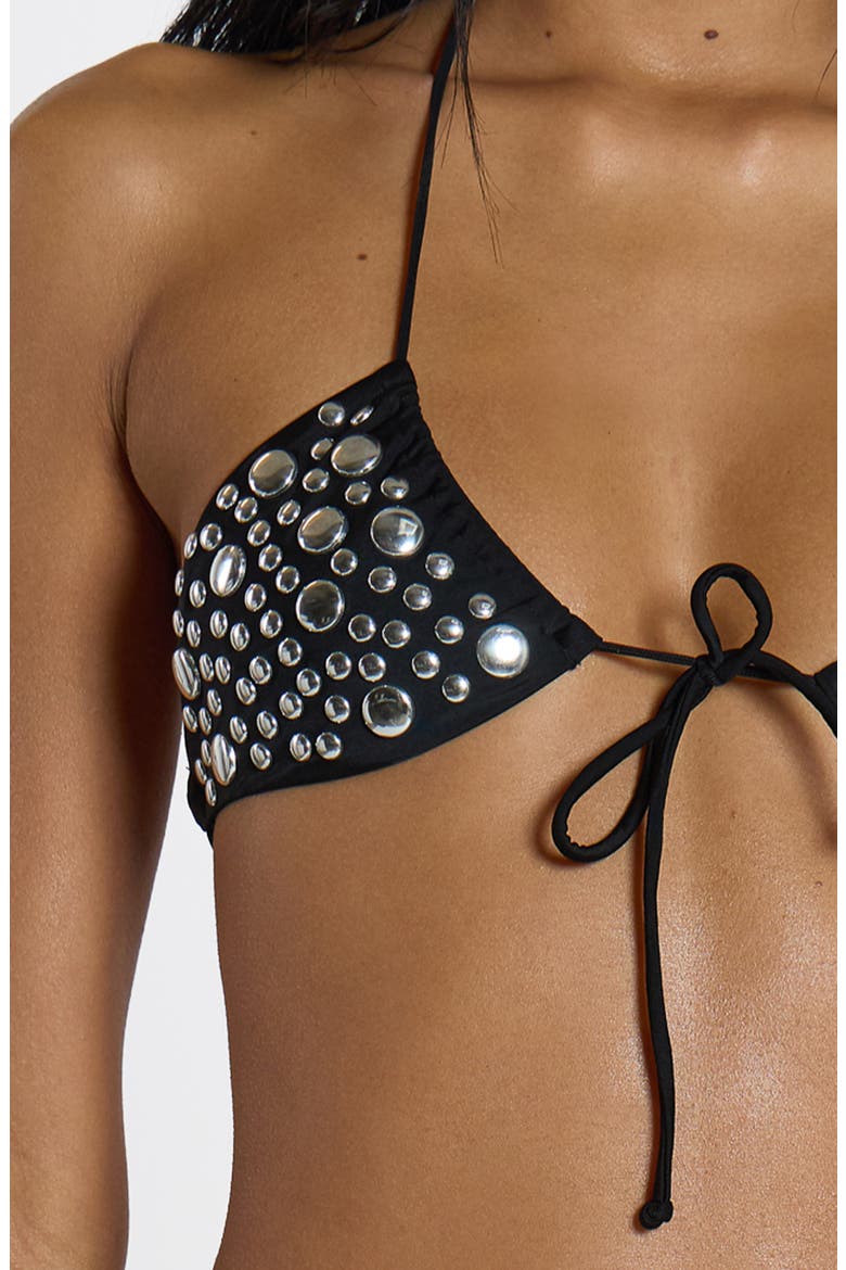 Silvra Studded Bikini Top, Alternate, color, BLACK