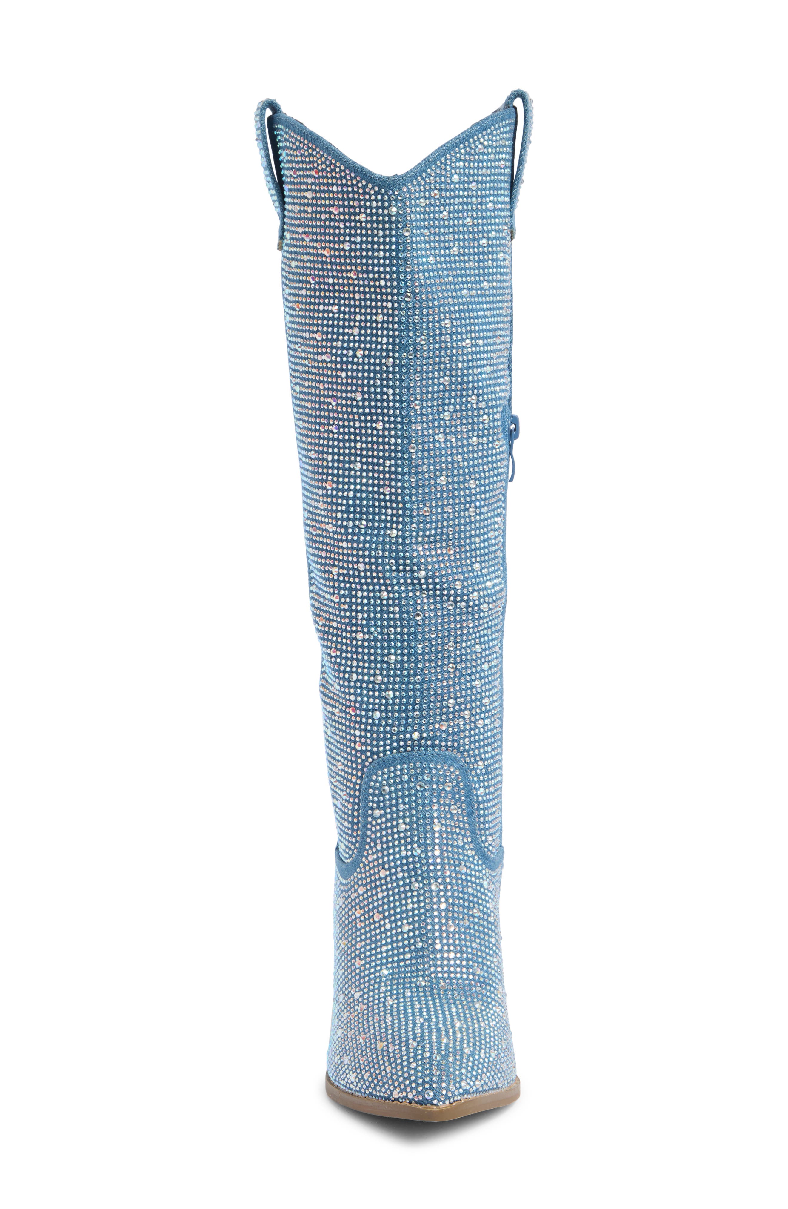 Imogen Embellished Western Boot, Alternate, color, BLUE DENIM GLITTER