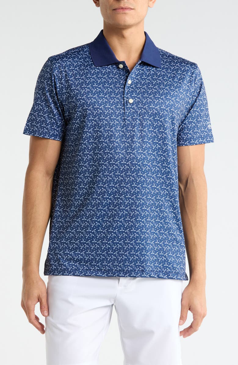 Brooks Brothers Golf Club Print Polo, Main, color, Navy Multi