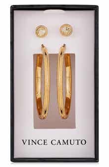 Vince Camuto Set of Two Crystal Stud & Hoop Earrings