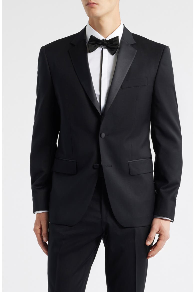 Huge Slim Fit Black Wool Tuxedo, Alternate, color, BLACK