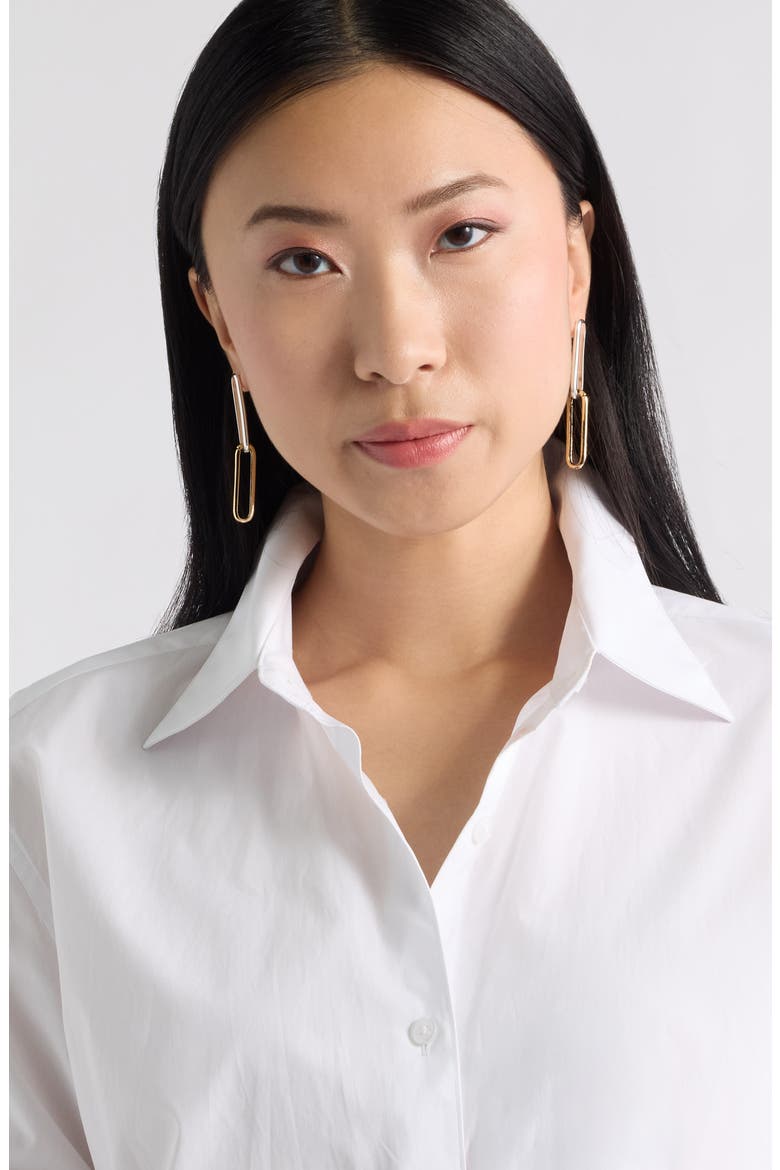 Two-Tone Paper Clip Chain Drop Earrings, Alternate, color, GOLD- SILVER