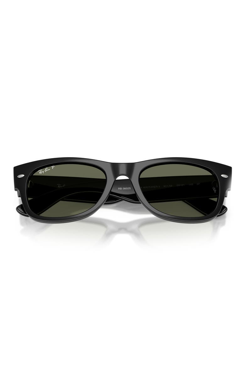 52mm Mega Wayfarer II Polarized Square Sunglasses, Alternate, color, BLACK / GREEN POLAR