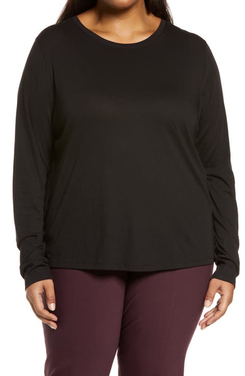 Essential Long Sleeve Pima Cotton Top (Plus Size)
