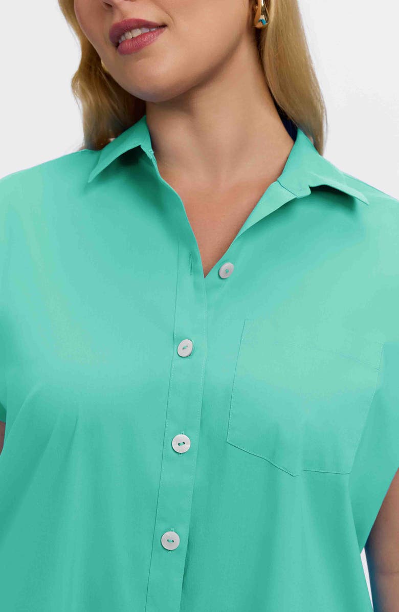 Foxcroft Abigail Short Sleeve Button-Up Shirt, Alternate, color, Biscay Green