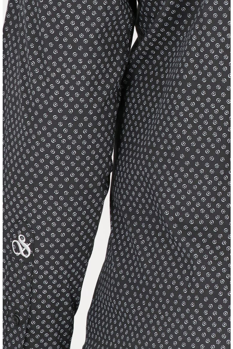 Modern Fit Flower Stretch Cotton Dress Shirt, Alternate, color, BLACK