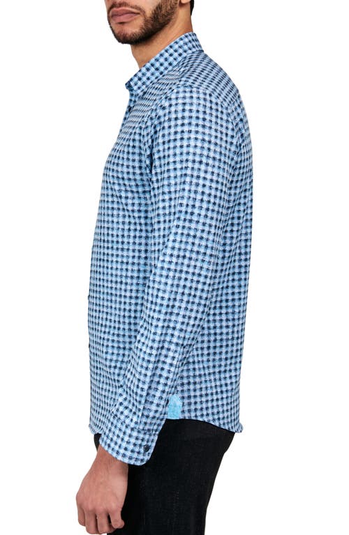 Brooklyn Brigade Wyckoff Blurry Gingham Long Sleeve Shirt In Blue