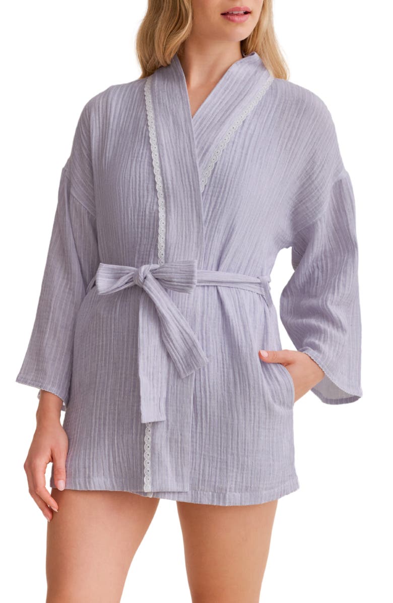 Fleur't Coastal Travel Short Pajamas & Robe Set, Alternate, color, Coastal Stripe