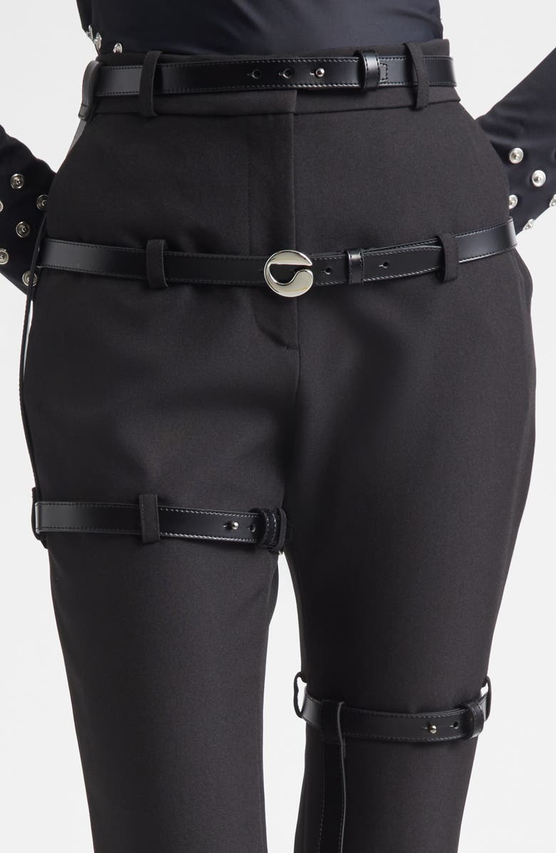 Coperni Multibelt Straight Leg Pants, Alternate, color, Black
