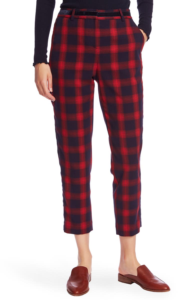 Court & Rowe Velvet Stripe Shadow Plaid Crop Pants, Main, color, 