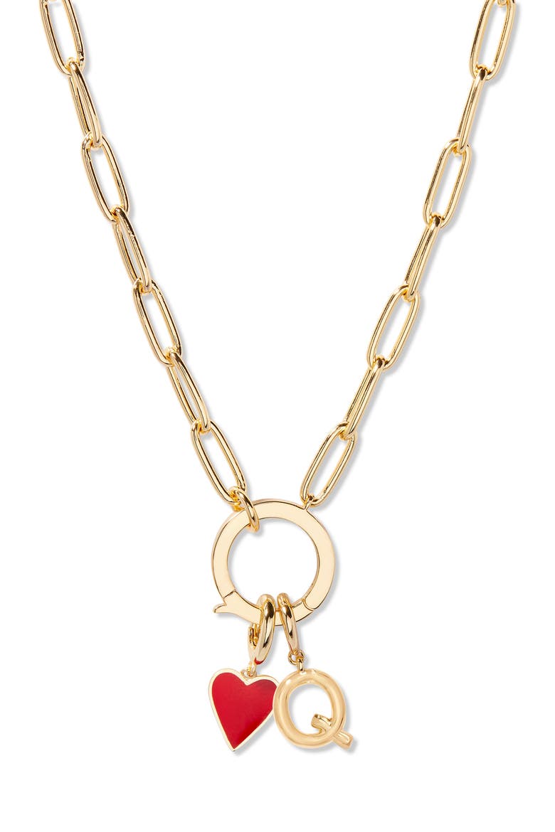 Cameron Initial Heart Charm Necklace, Main, color, GOLD Q