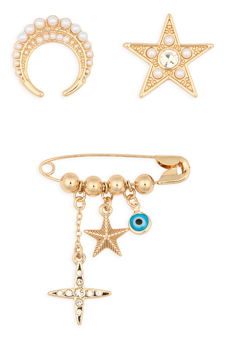 Celestial Brooch Set, Main, color, GOLD