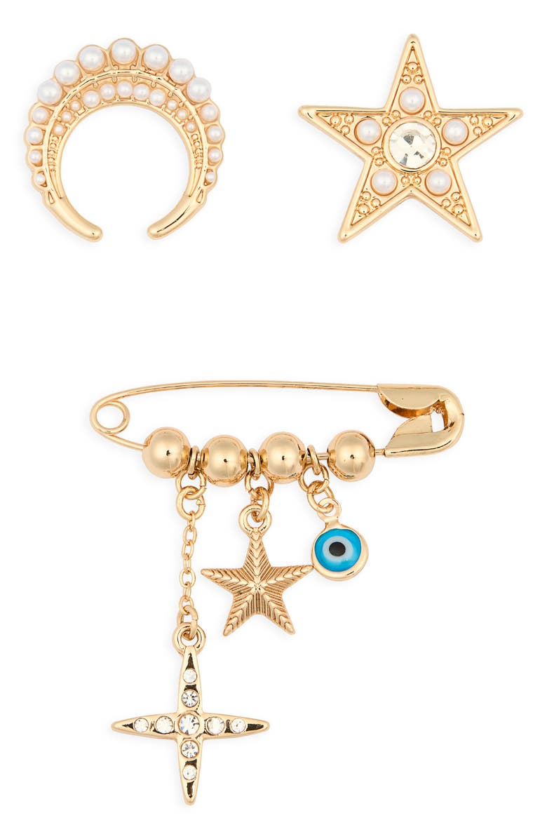 Ettika Celestial Brooch Set, Main, color, Gold