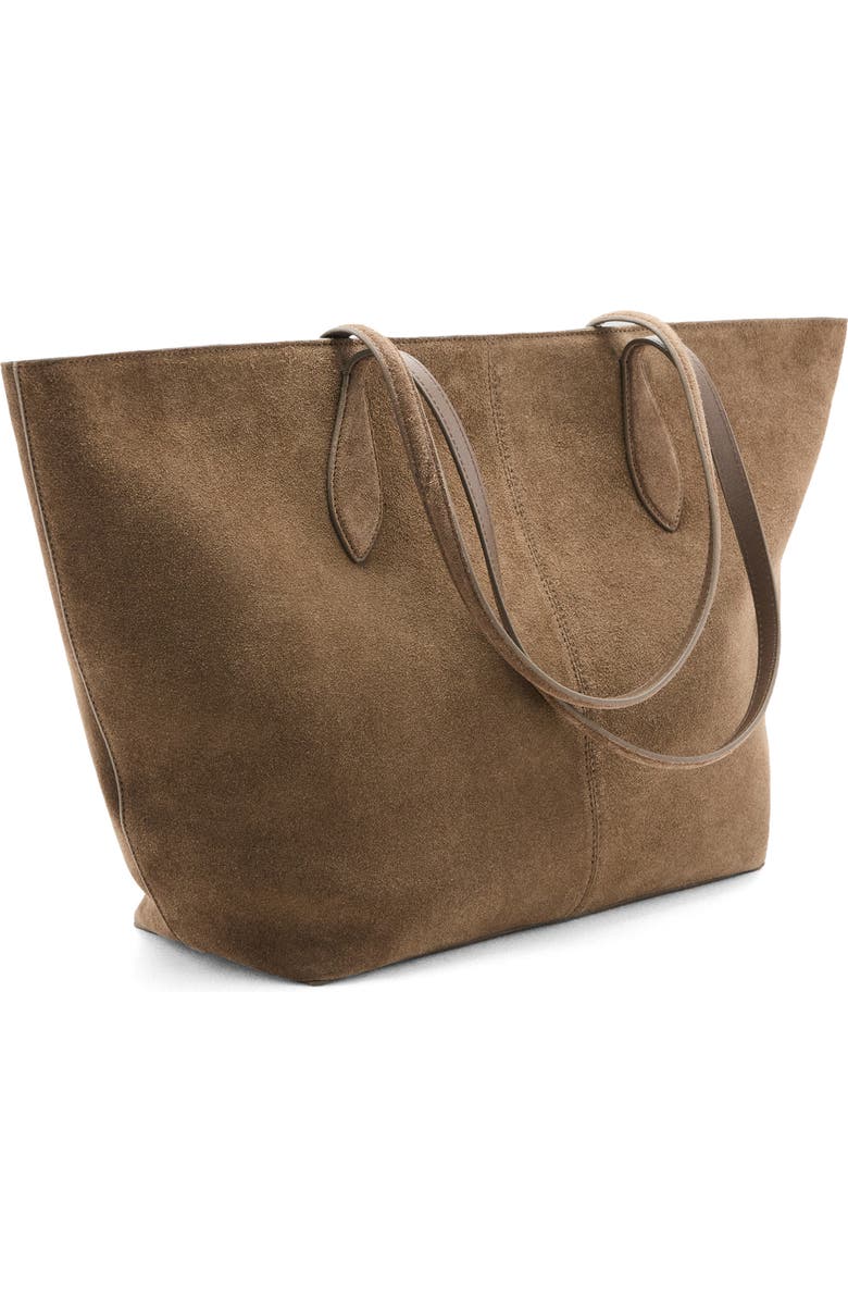 MANGO Suede Shopper Bag, Alternate, color, Medium Brown
