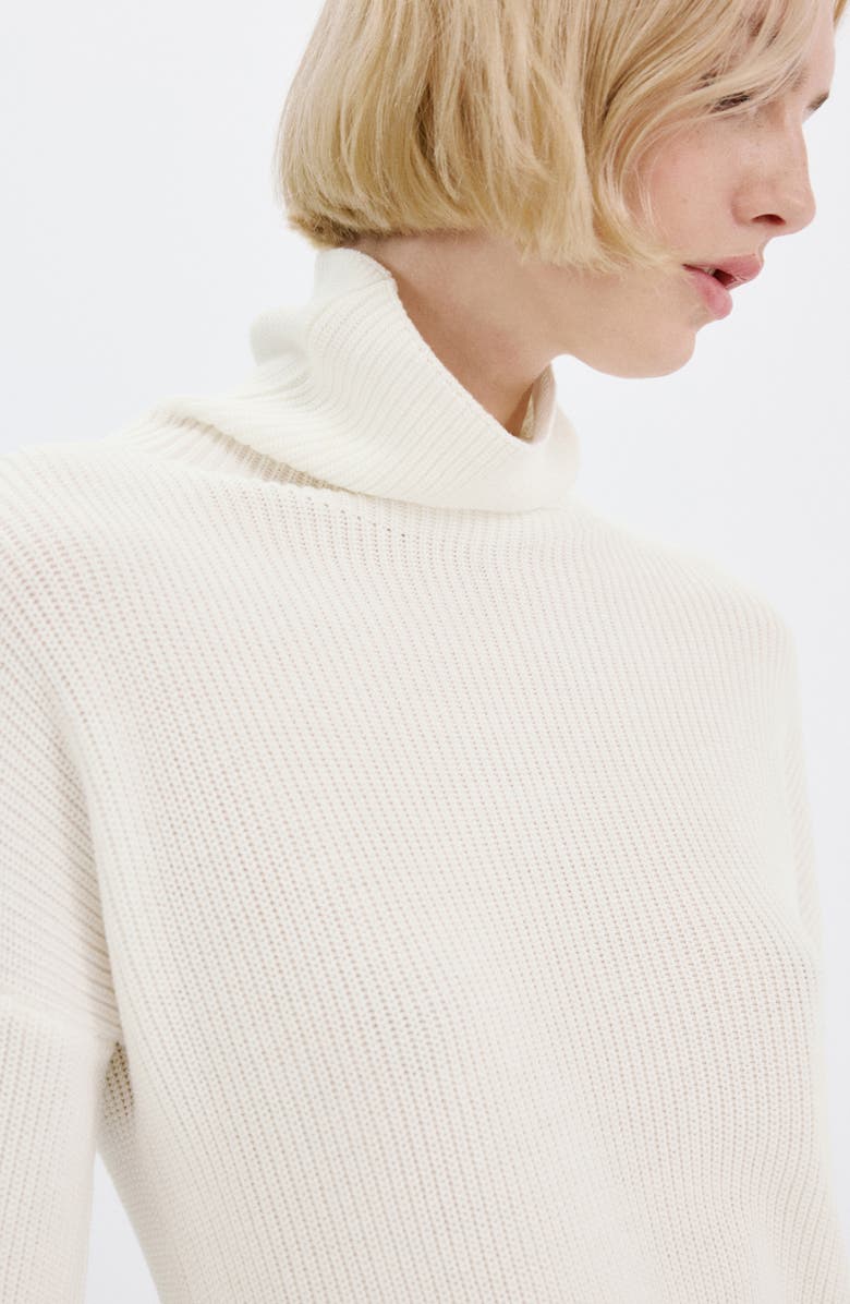 MANGO Bell Sleeve Turtleneck Sweater, Alternate, color, Off White